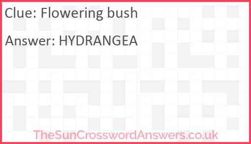 Flowering bush Answer