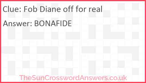 Fob Diane off for real Answer