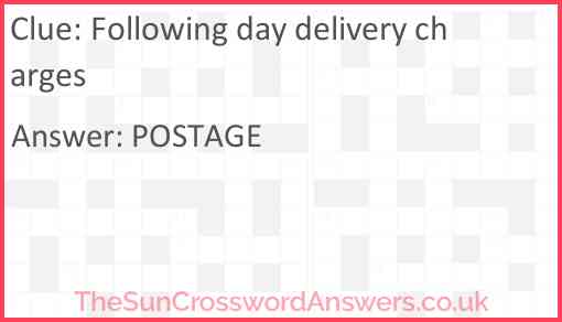 Following day delivery charges Answer