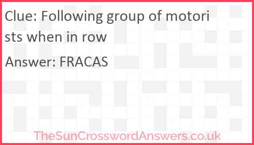 Following group of motorists when in row Answer