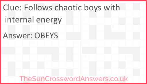 Follows chaotic boys with internal energy Answer