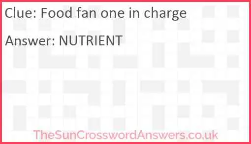 Food fan one in charge Answer
