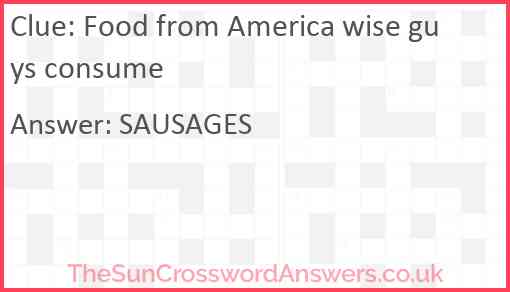 Food from America wise guys consume Answer