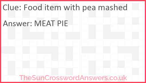 Food item with pea mashed Answer