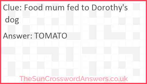 Food mum fed to Dorothy's dog Answer
