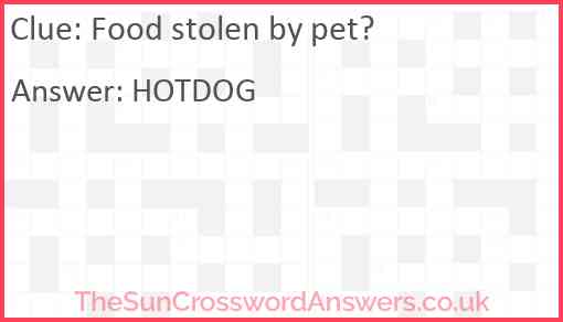 Food stolen by pet? Answer