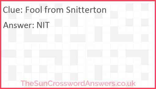 Fool from Snitterton Answer