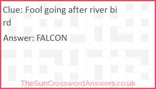 Fool going after river bird Answer