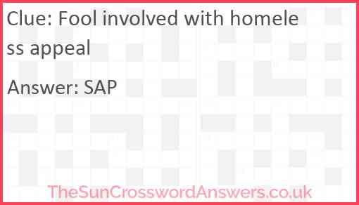 Fool involved with homeless appeal Answer