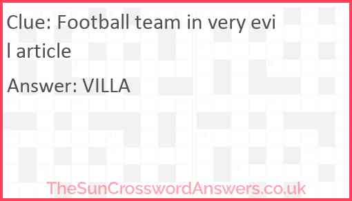 Football team in very evil article Answer