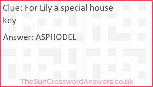 For Lily a special house key Answer