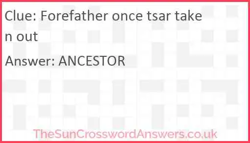 Forefather once tsar taken out Answer