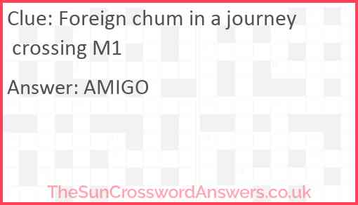 Foreign chum in a journey crossing M1 Answer