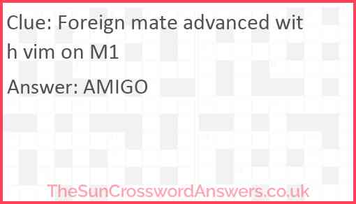 Foreign mate advanced with vim on M1 Answer