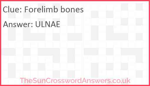 Forelimb bones Answer