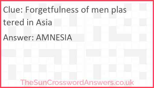 Forgetfulness of men plastered in Asia Answer