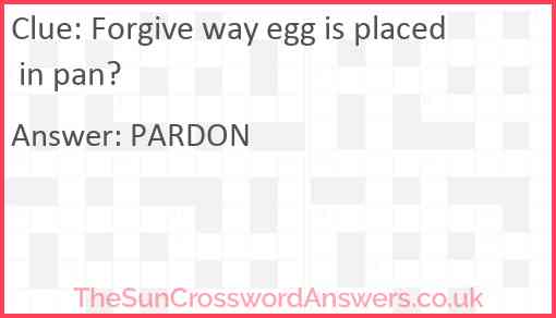 Forgive way egg is placed in pan? Answer