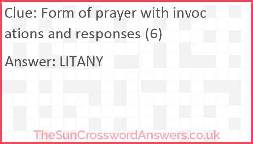 Form of prayer with invocations and responses (6) Answer