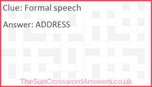 Formal speech Answer