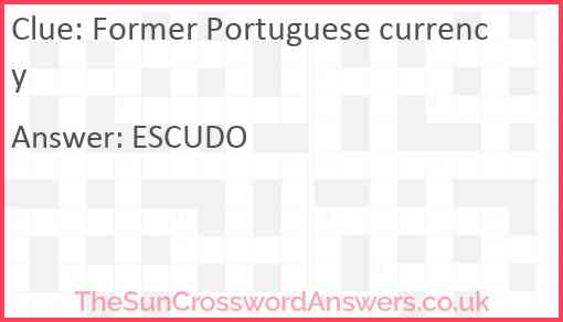 Former Portuguese currency Answer