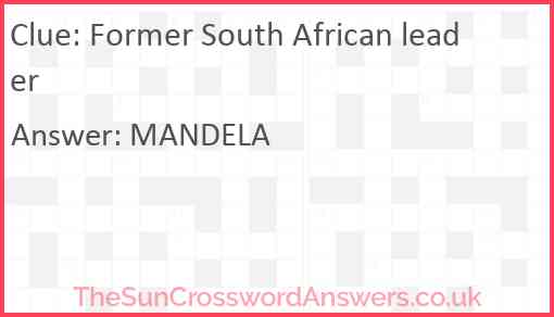 Former South African leader Answer