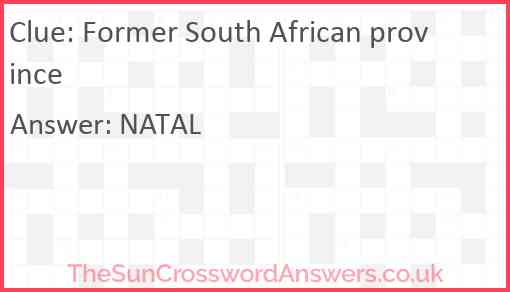 Former South African province Answer
