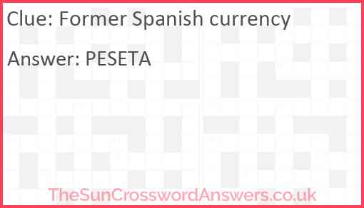 Former Spanish currency Answer