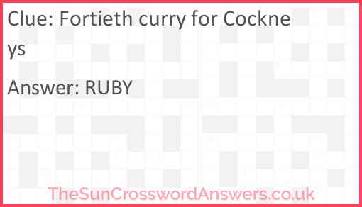 Fortieth curry for Cockneys Answer