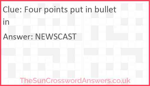 Four points put in bulletin Answer