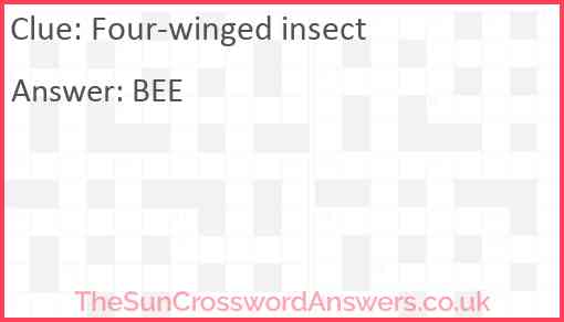 Four winged insect crossword clue TheSunCrosswordAnswers co uk