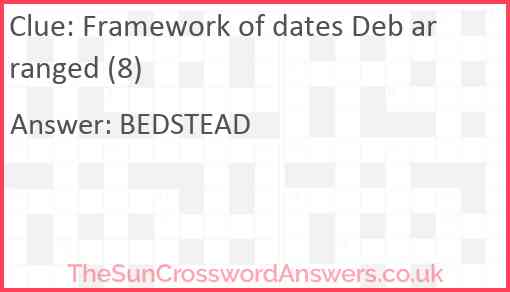 Framework of dates Deb arranged (8) Answer
