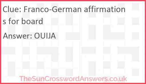 Franco-German affirmations for board Answer