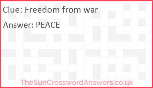 Freedom from war Answer