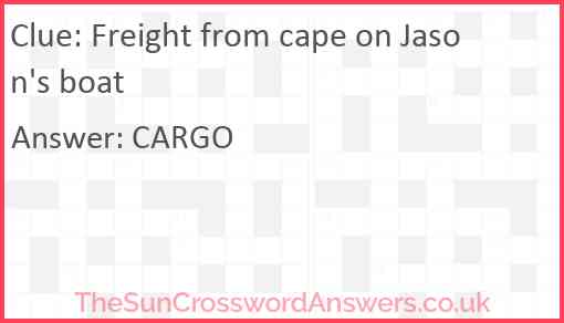 Freight from cape on Jason's boat Answer