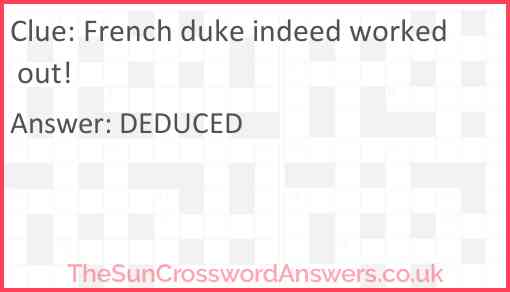 French duke indeed worked out! Answer