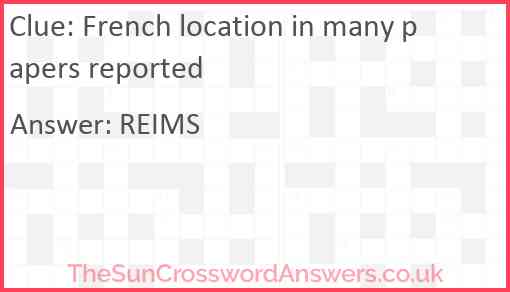 French location in many papers reported Answer