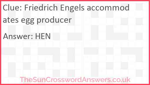 Friedrich Engels accommodates egg producer Answer