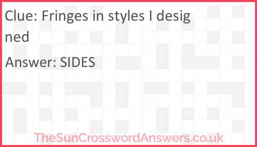 Fringes in styles I designed Answer
