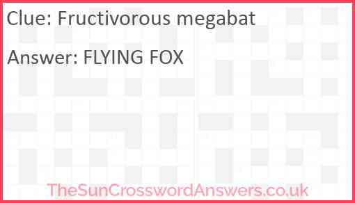 Fructivorous megabat Answer