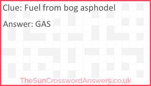 Fuel from bog asphodel Answer