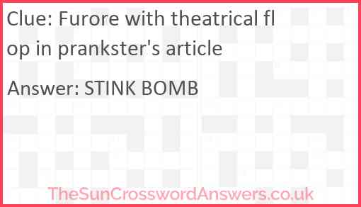 Furore with theatrical flop in prankster's article Answer