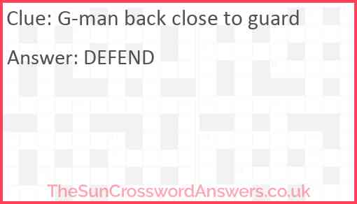 G-man back close to guard Answer