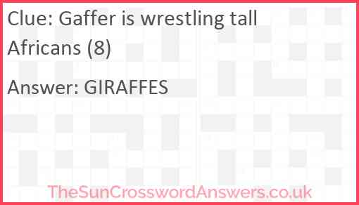 Gaffer is wrestling tall Africans (8) Answer