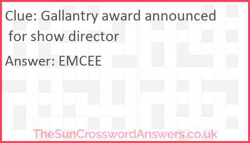 Gallantry award announced for show director Answer