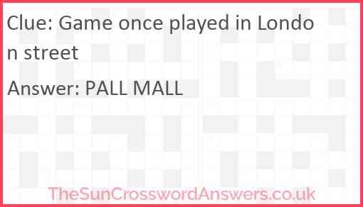 Game once played in London street Answer