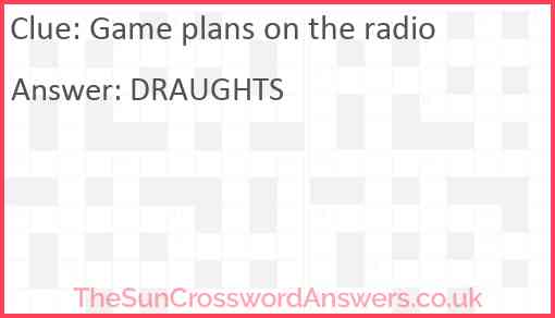 Game plans on the radio Answer