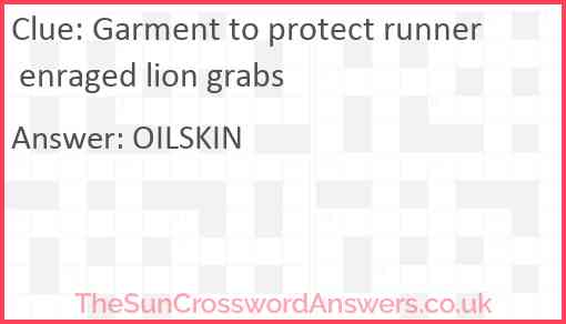 Garment to protect runner enraged lion grabs Answer