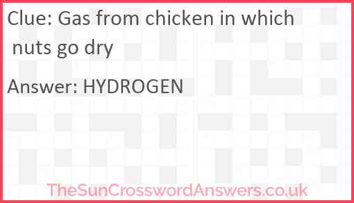 Gas from chicken in which nuts go dry Answer