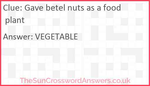 Gave betel nuts as a food plant Answer