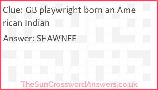 GB playwright born an American Indian Answer